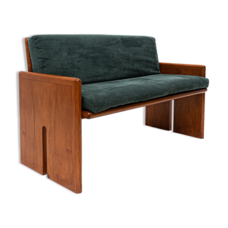 Mid Century Modern Two Seater Sofa in Green Velvet