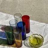6 colored orangeade glasses