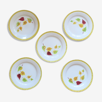 5 dessert plates "Alouette" Digoin Sarreguemine