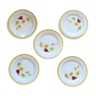 5 dessert plates "Alouette" Digoin Sarreguemine