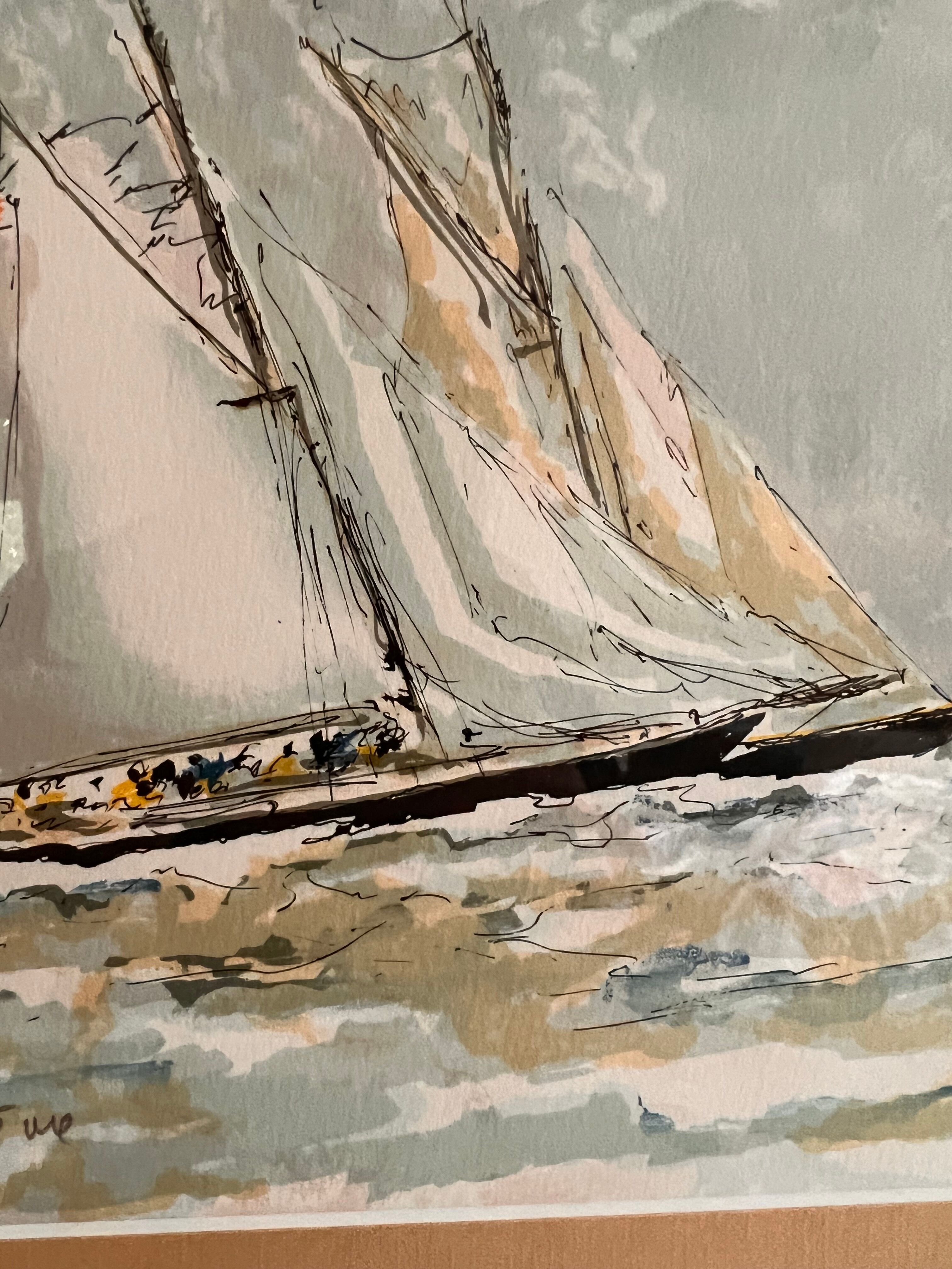 Painting boat in the maritime storm