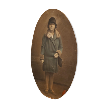 Portrait d'ancêtres sur carton vintage