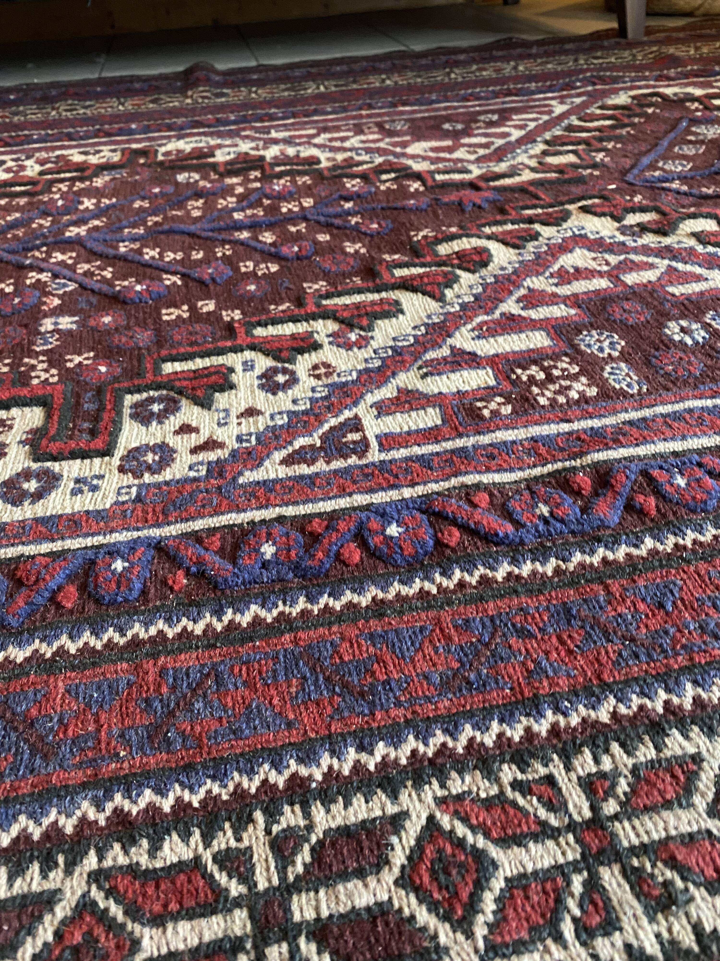 Old Afghan wool rug 270x186cm