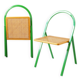 2 Folding chairs in cane by Giorgio Cattelan