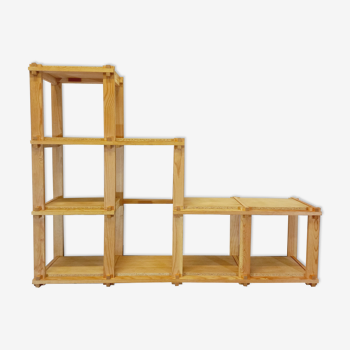 Library shelf staircase in vintage pine 70/80s