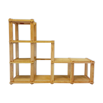 Library shelf staircase in vintage pine 70/80s