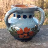 Vase with 3 handles in glazed terracotta Alsace early 20th century