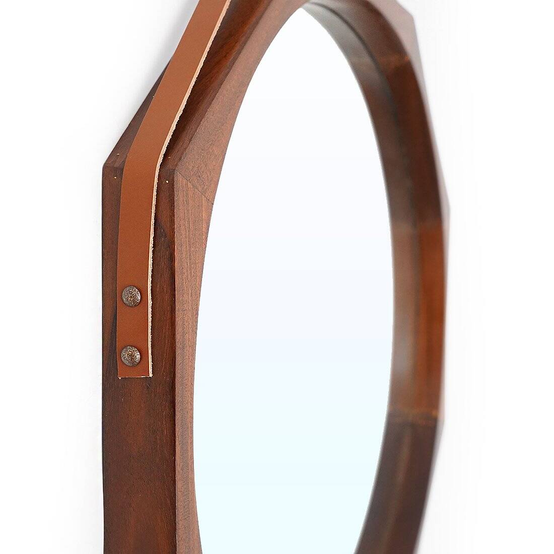 Octagonal mirror with a teak frame, 1960s
