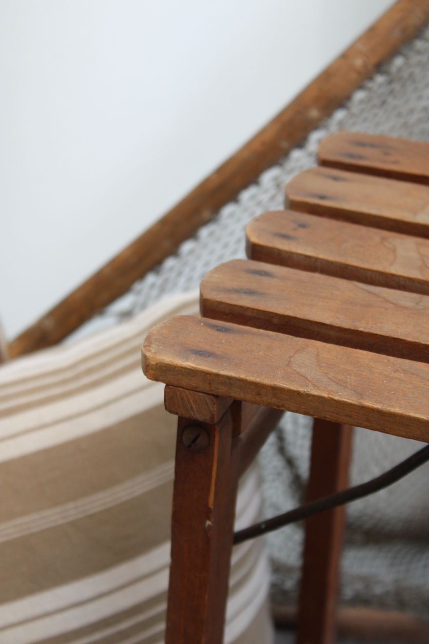 Folding wooden stool