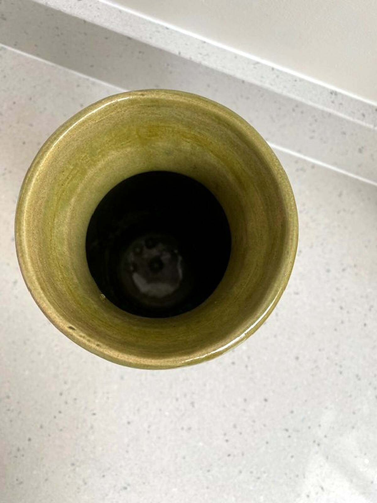 Vintage olive green glazed ceramic vase