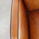 Set of 2 beautiful cognac-colored sheepskin Art Deco armchairs