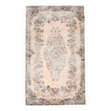 Tapis Vintage Floral Classique Fait Main 5x9 Marron Beige, 167x283Cm SK 5465