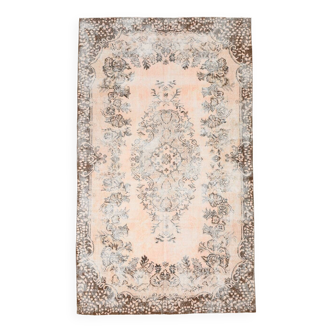 Tapis Vintage Floral Classique Fait Main 5x9 Marron Beige, 167x283Cm SK 5465