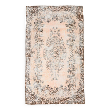 5x9 Brown Beige Classic Floral Handmade Vintage Rug, 167x283Cm SK 5465