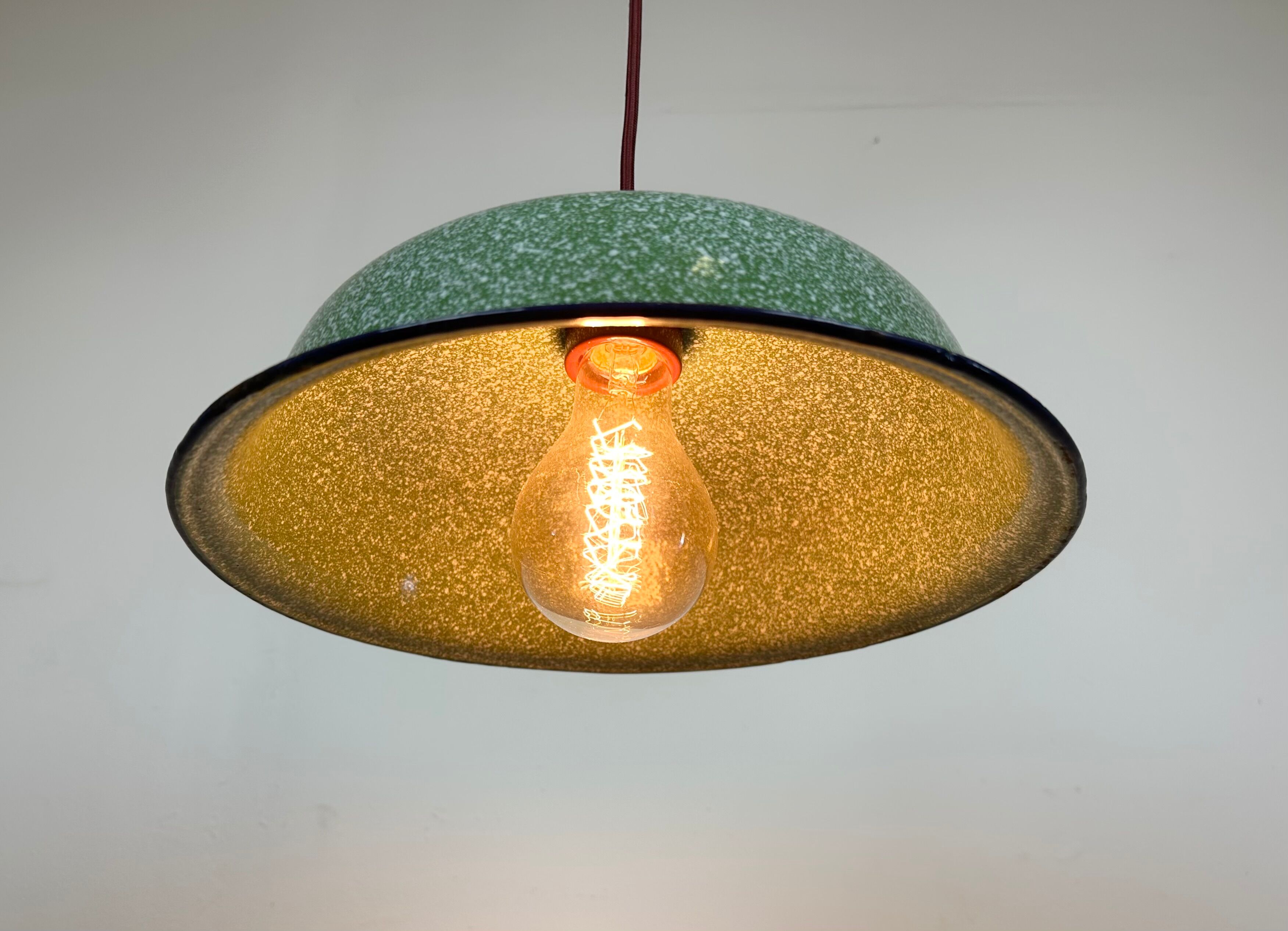 Industrial Factory Green Enamel Ceiling Lamp , 1960s