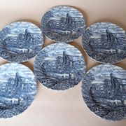 6 English flat plates Bursley "The Posthouse"