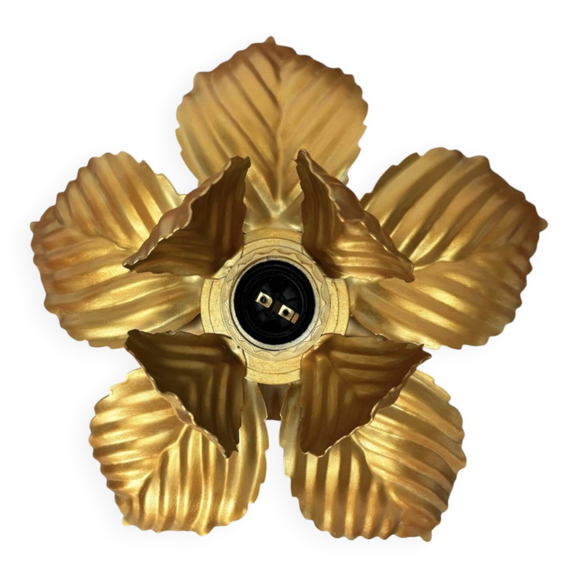 Wall or ceiling light with golden leaf flowers