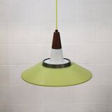 Opal glass and green aluminium shade vintage lamp by Voss Belysning - Denmark