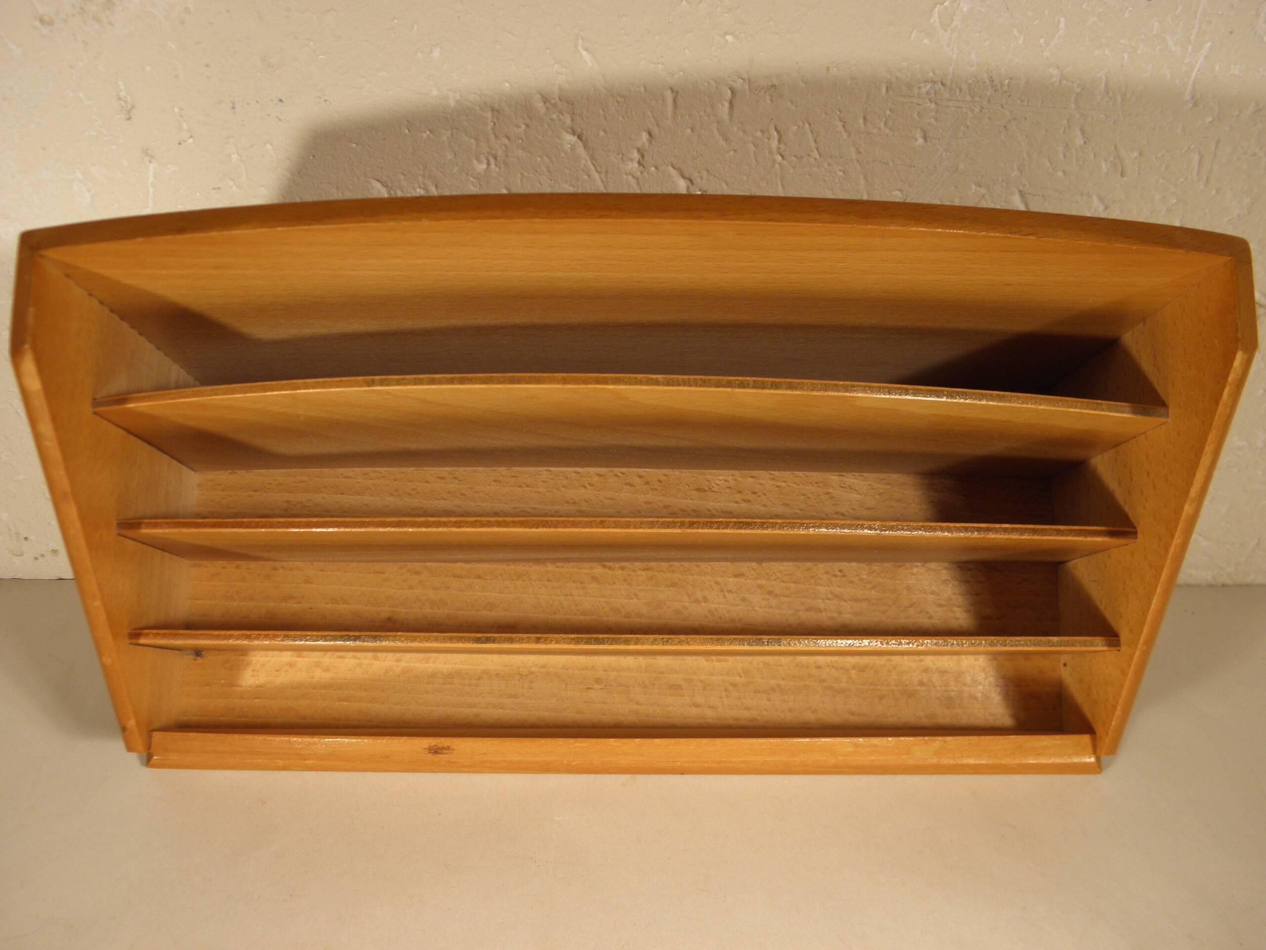 Letter holder, wooden mail holder from the 1950s