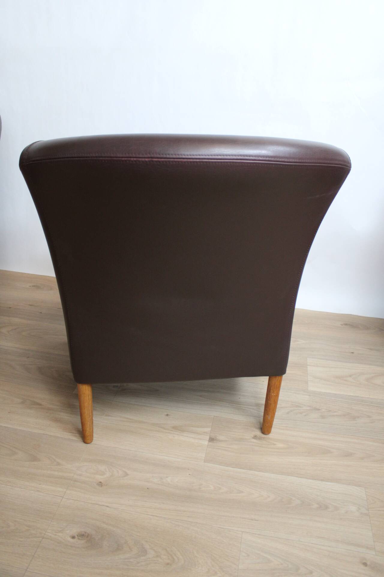 Pair of vintage Scandinavian armchairs brown leather opus 1982 suede