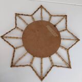 Vintage rattan bamboo mirror