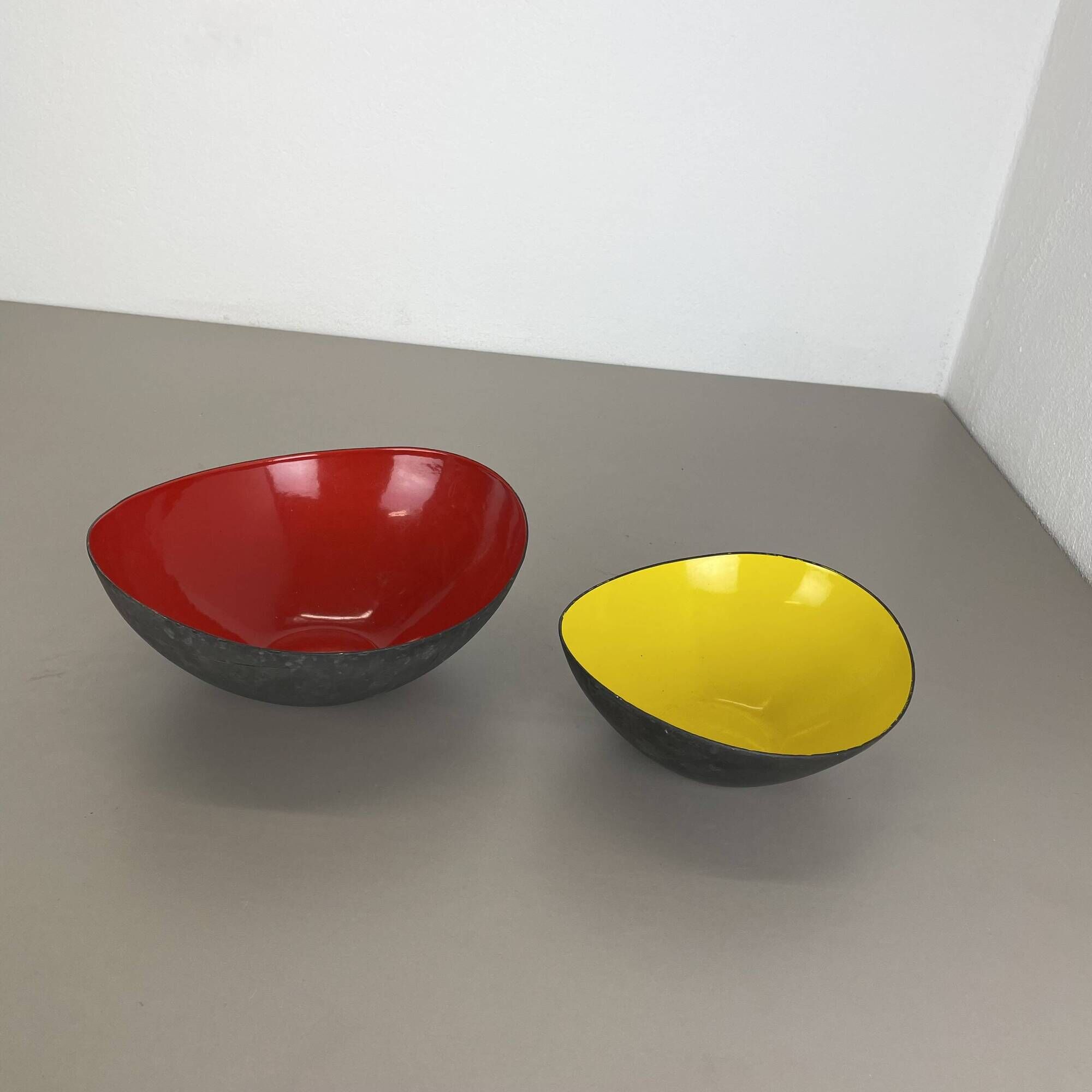 Set of 2 Krenit metal bowls by Herbert Krenchel for Ørskov, Torben, Denmark 1950