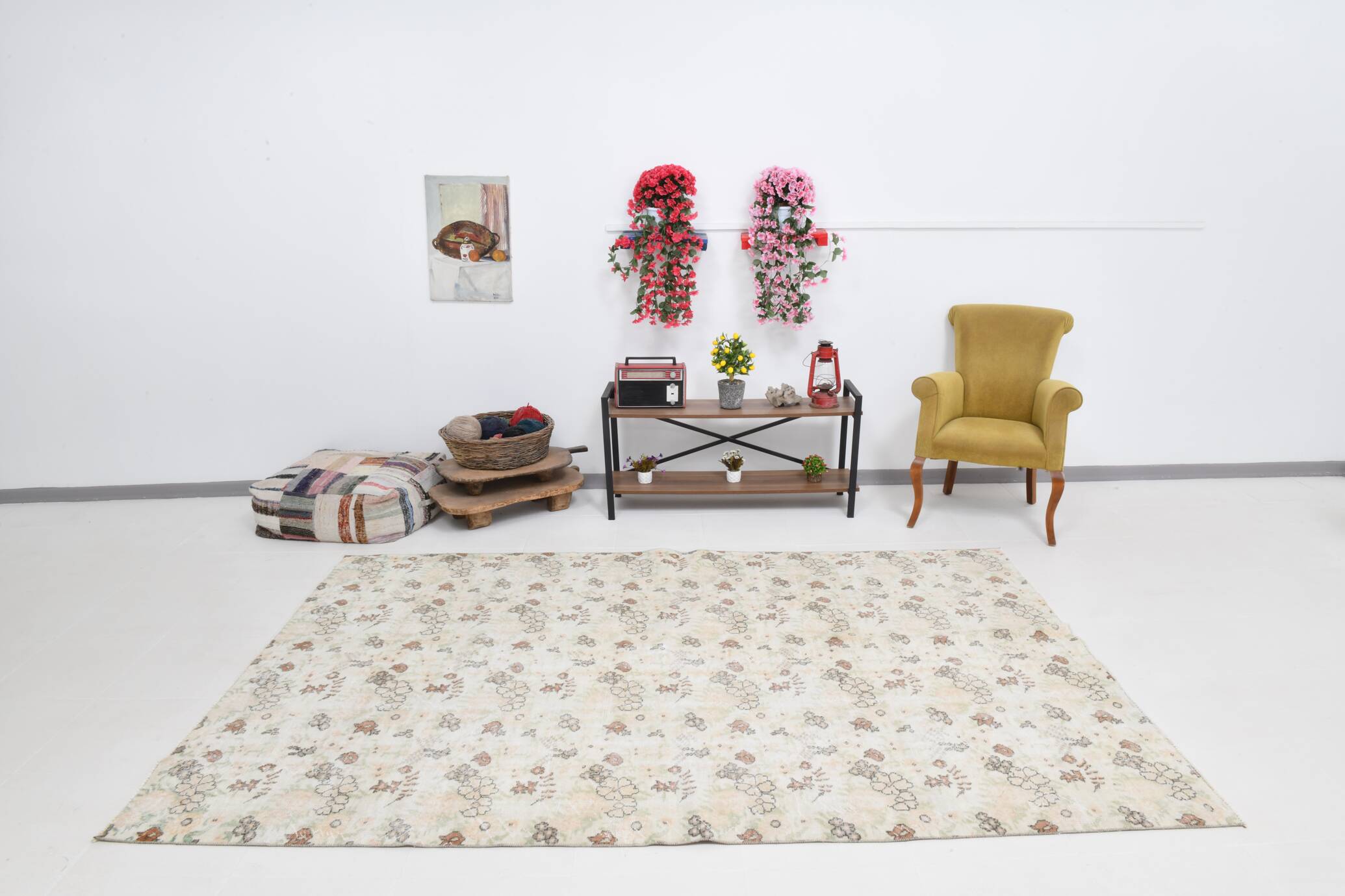 Tapis vintage en laine tapi beige 286x186