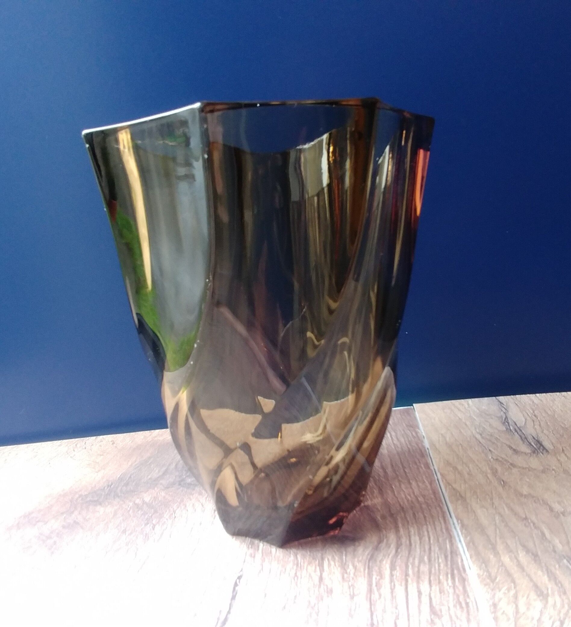 Vase in smoked glass vintage 70s