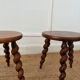 Pair of twisted wooden tripod stools