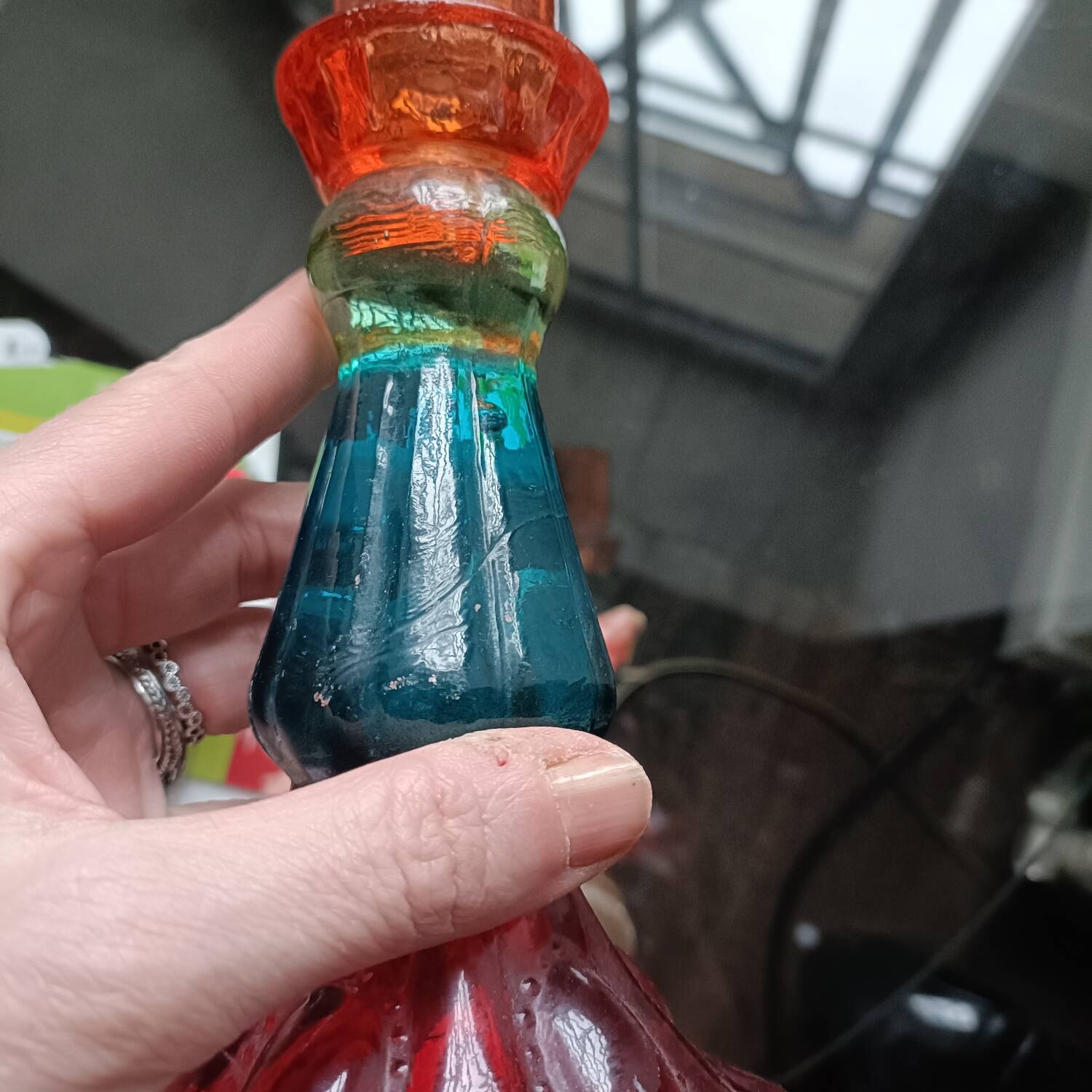 Multicoloured glass candlestick