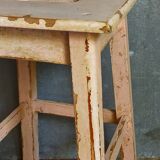 Antique workshop stool in patinated solid wood