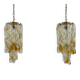 Pair of vintage Torciglione Murano glass chandelier by Mazzega. Italy 1970s