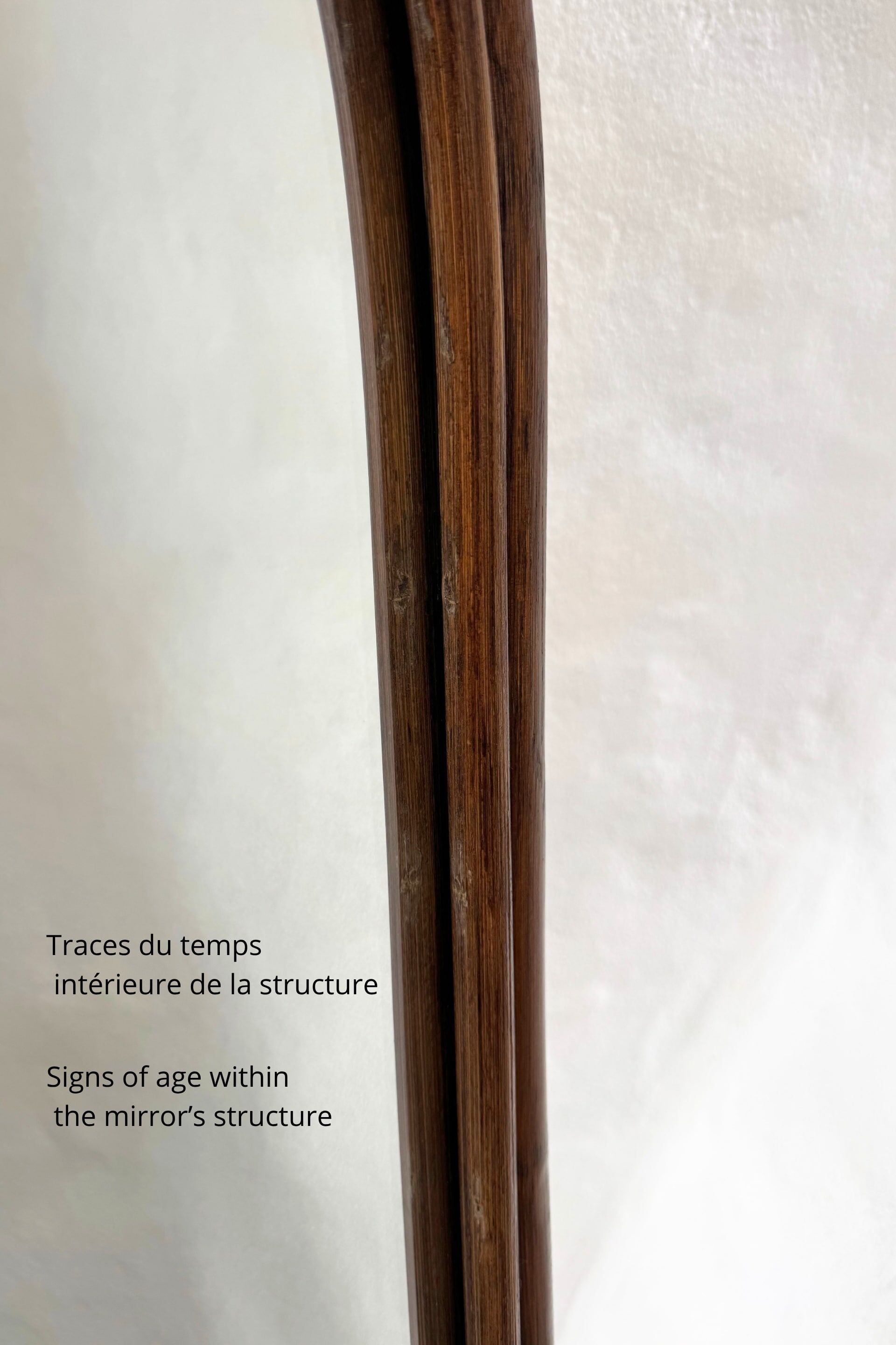 Vintage rattan full-length mirror, 1960s-70s.