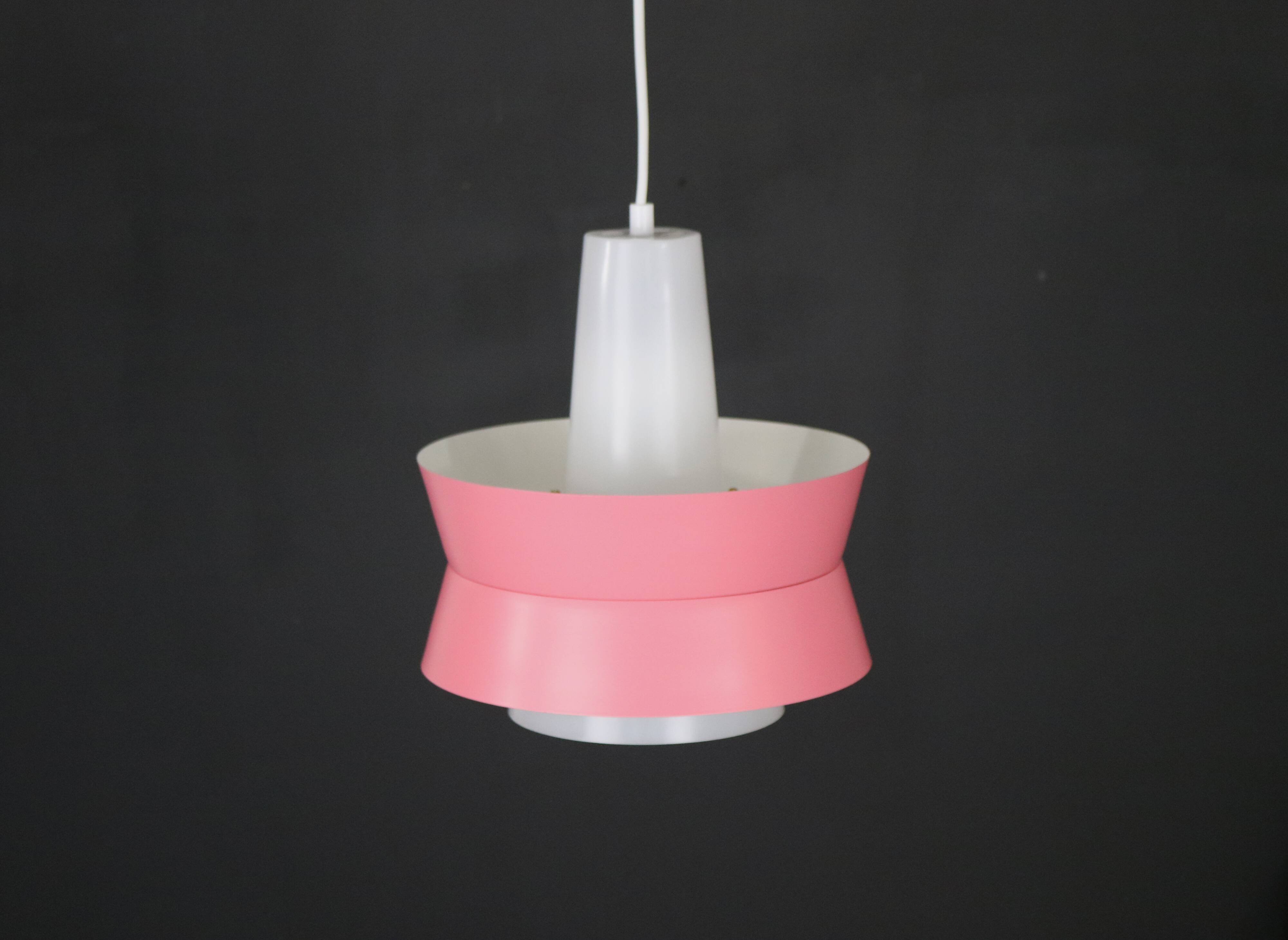 Superbe plafonnier danois rose restauré *** Design danois *** unique *** Danemark années 1970