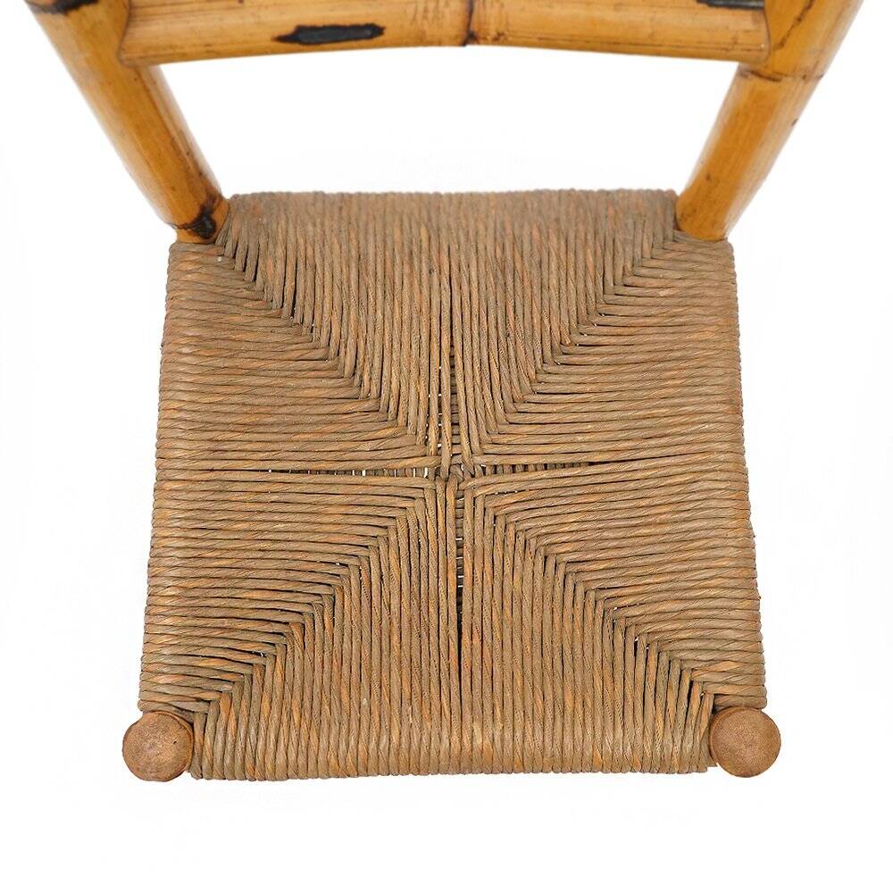 Vintage rattan and woven straw chairs, 1960s, set of 4