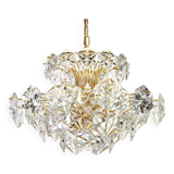 Chandelier in gilded brass and crystal glass by Kinkeldey, Germany, 1970s.
