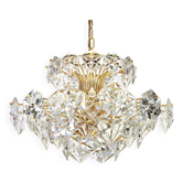 Chandelier in gilded brass and crystal glass by Kinkeldey, Germany, 1970s.
