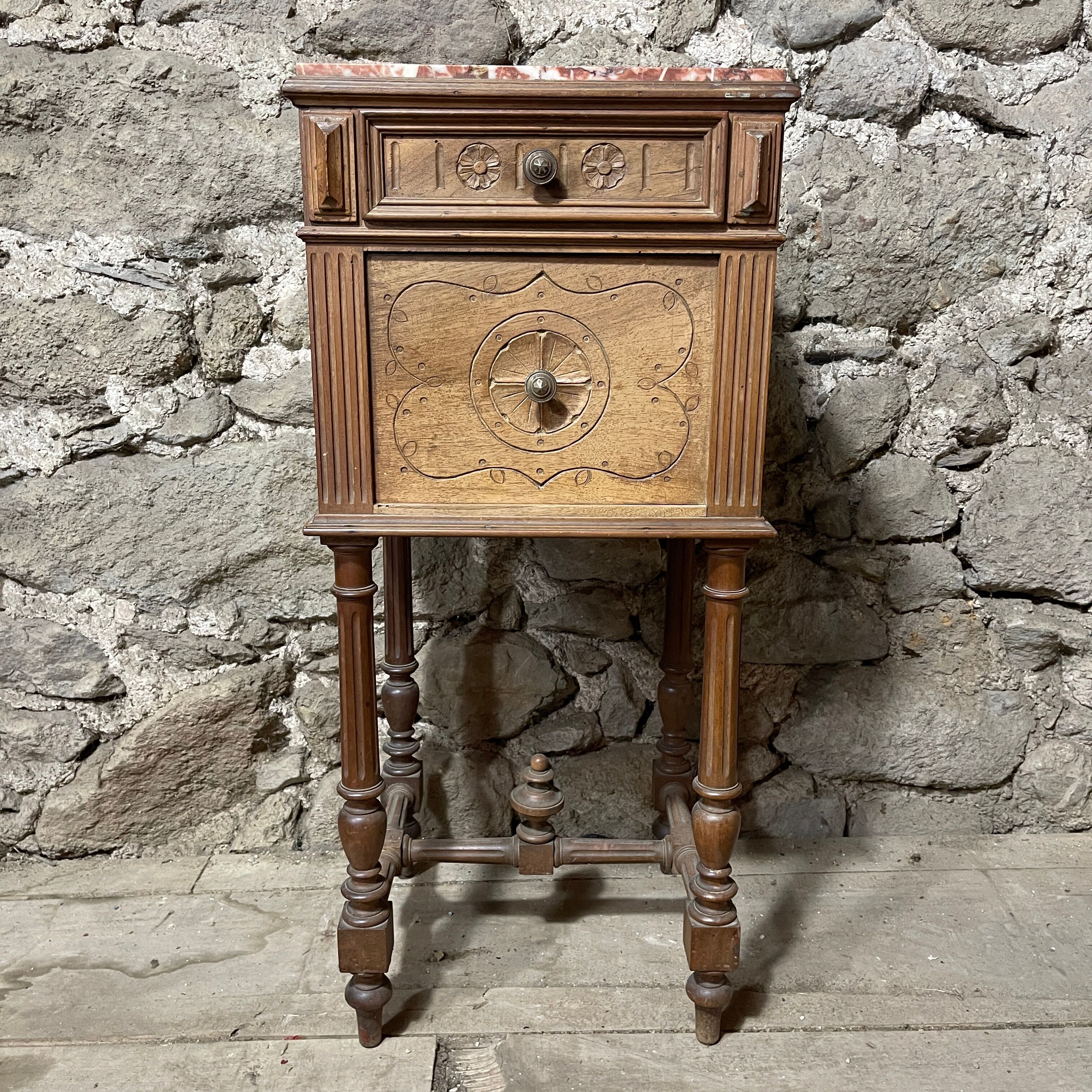 Marble top bedside table