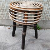 Wood and rattan stool