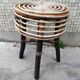 Tabouret en bois et rotin