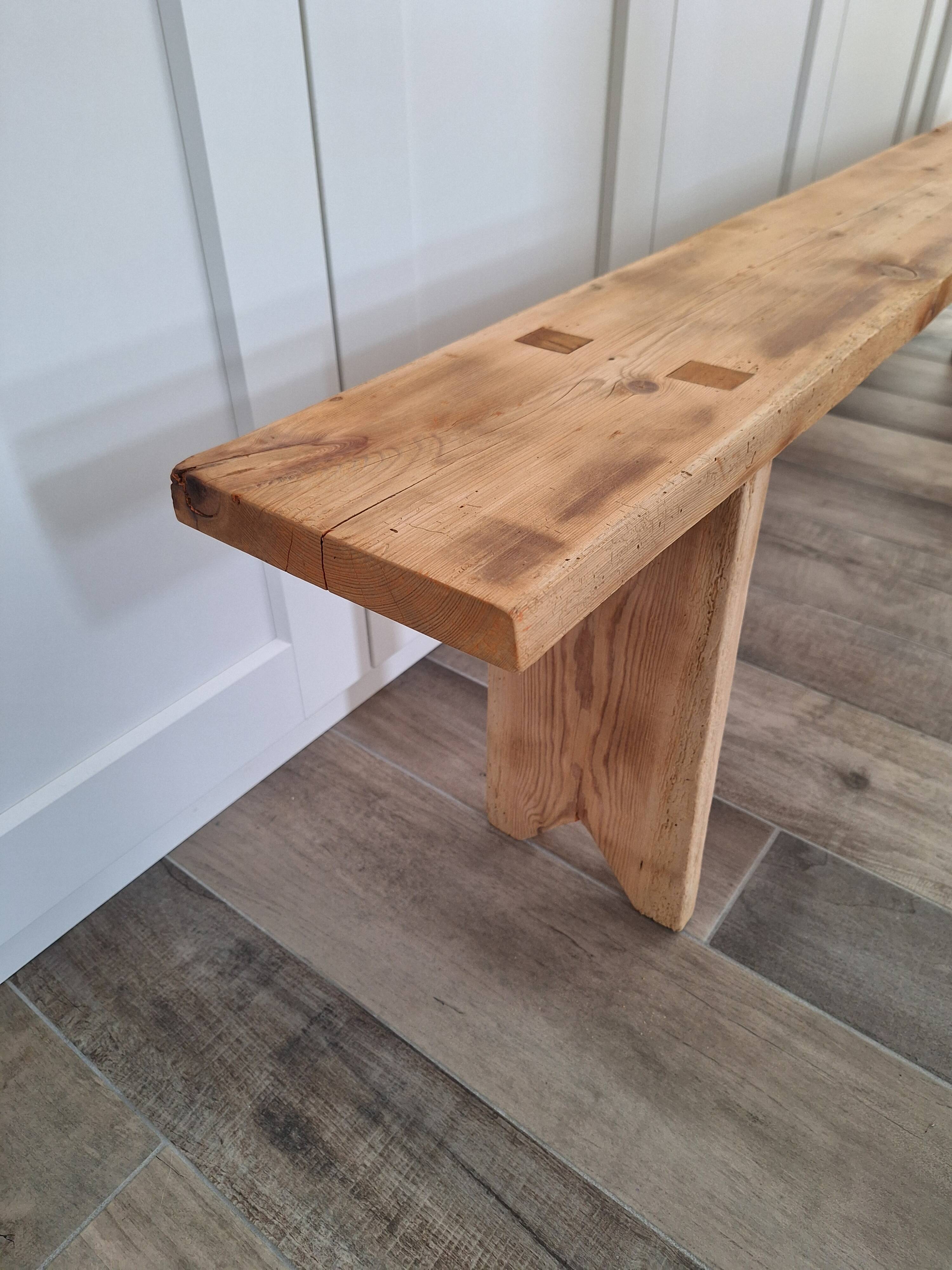 Large antique farmhouse bench in solid wood – 200 cm