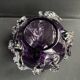 Gros vase boule à base plane en verre soufflé violet et blanc
