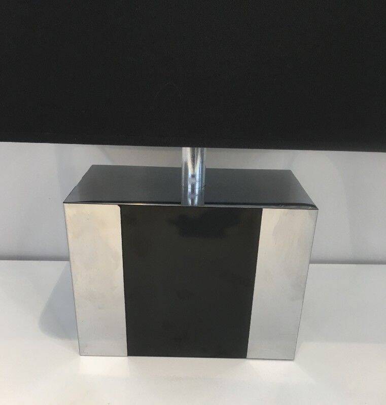 Chrome and black lacquer lamp
