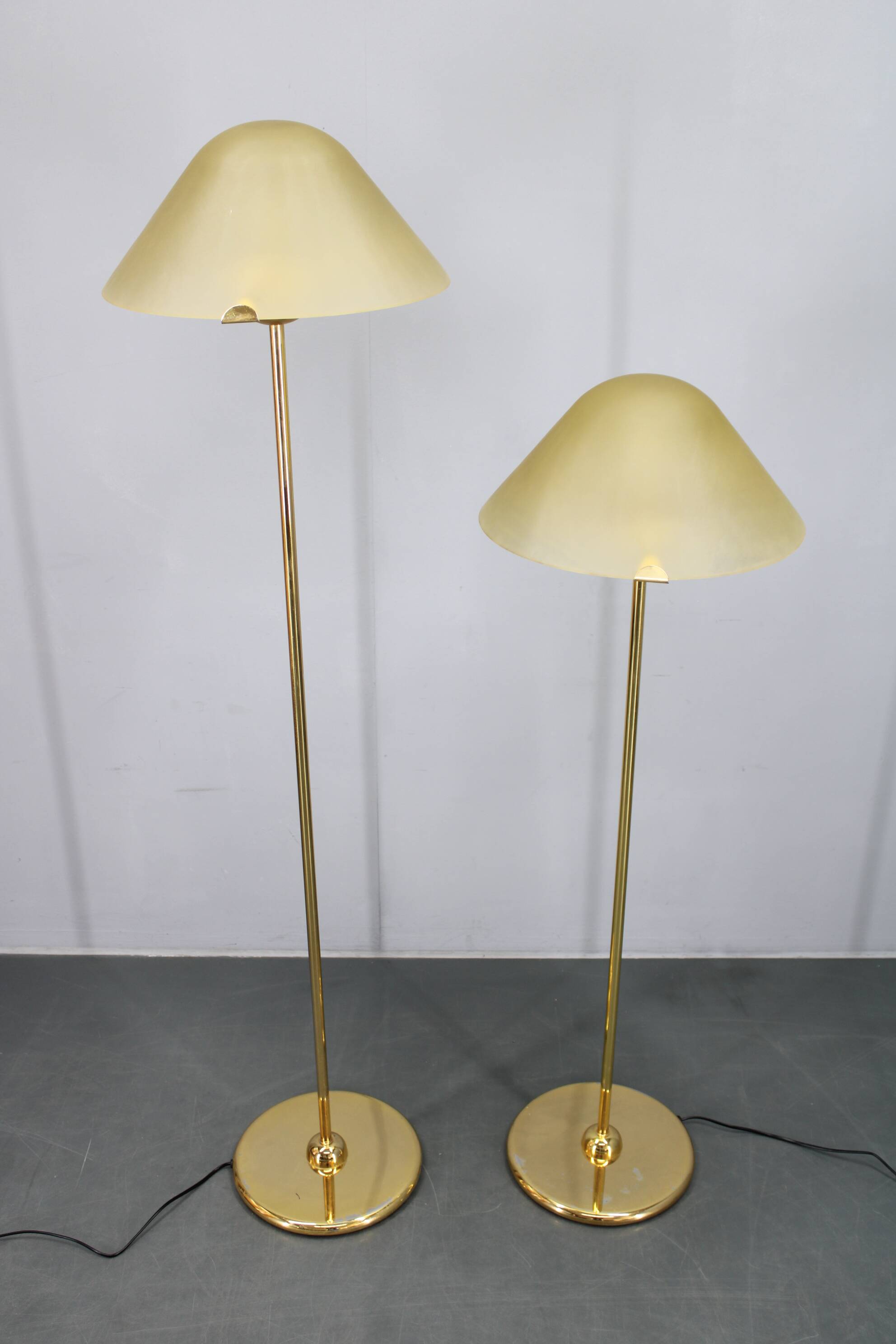 1980s Pair of VeArt-Murano Floor Lamps in Brass Finish ,Italy