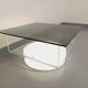Vintage Italian square illuminated coffee table in glass and plexiglass