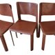 Chaises en Cuir Rouge Cidue Italie 1970