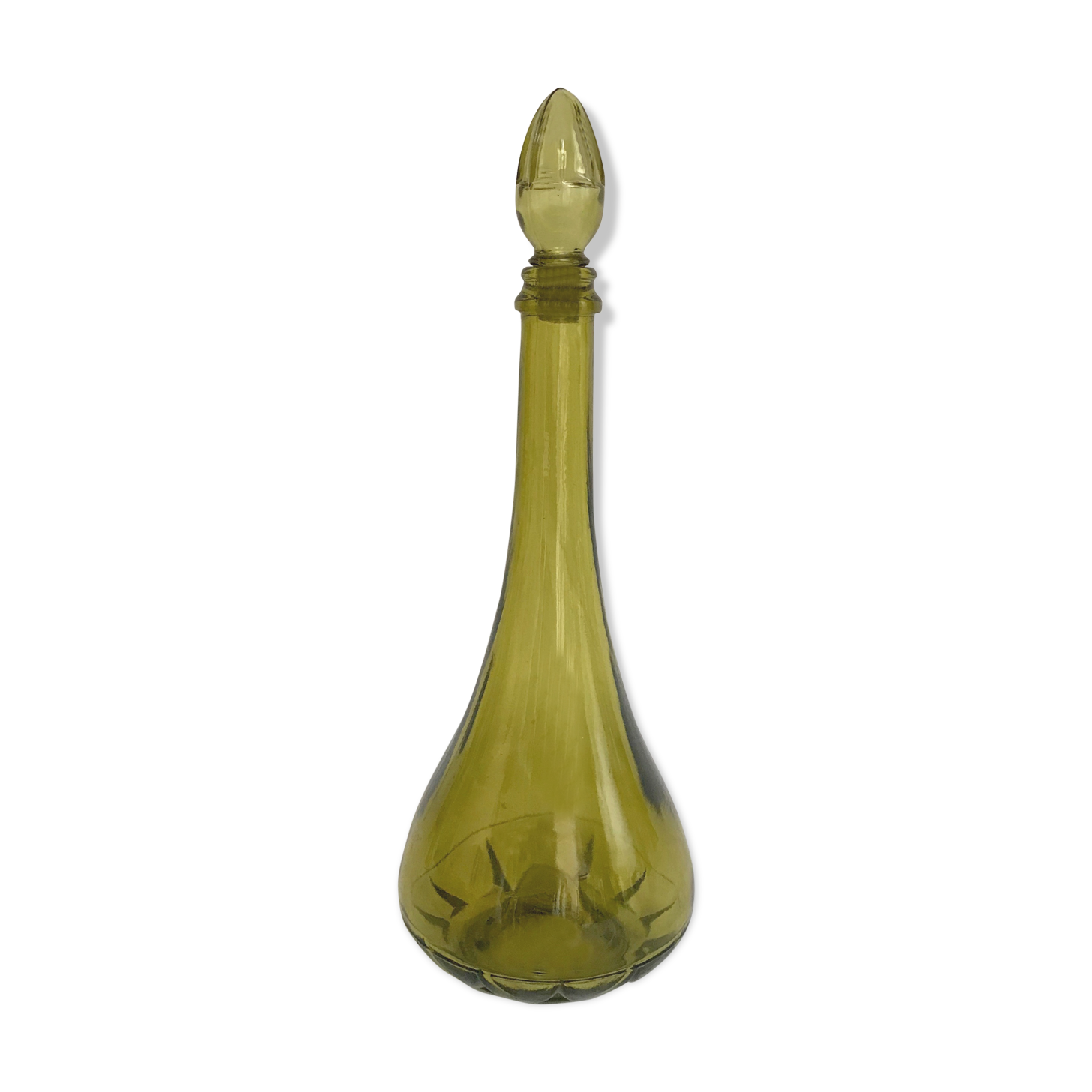 Carafe en verre vert années 70