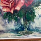 Oil on canvas, F Rembert, still life with roses