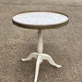 Pair of marble and ivory tripod pedestal tables