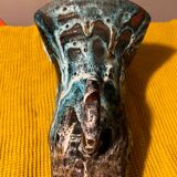 Lava ceramic vase, Vallauris, signed